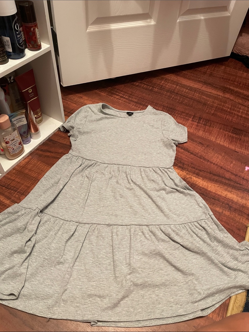 Gray Ribbed Tiered  Dress - Brand: